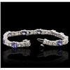 Image 3 : 14KT White Gold 5.20 ctw Tanzanite and Diamond Bracelet