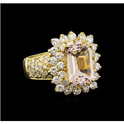 14KT Yellow Gold 3.06 ctw Morganite and Diamond Ring