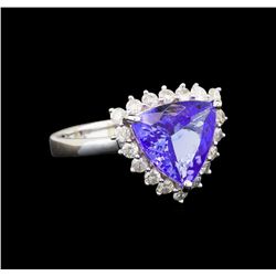 14KT White Gold 3.02 ctw Tanzanite and Diamond Ring