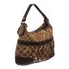 Image 3 : Gucci Brown Beige Coated Canvas Crystal Leather Mix Hobo Bag