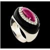 Image 4 : 2.20 ctw Ruby and Diamond Ring - 18KT Yellow Gold With Rhodium