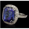 Image 2 : 14KT White Gold 17.22 ctw GIA Cert Tanzanite and Diamond Ring