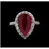 Image 2 : GIA Cert 6.46 ctw Ruby and Diamond Ring - 14KT White Gold