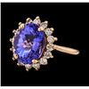 Image 1 : 7.19 ctw Tanzanite and Diamond Ring - 14KT Rose Gold