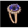 Image 4 : 7.19 ctw Tanzanite and Diamond Ring - 14KT Rose Gold