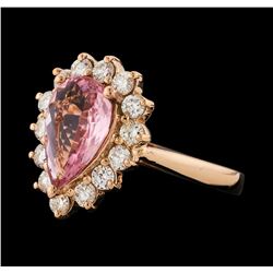 1.32 ctw Pink Tourmaline and Diamond Ring - 14KT Rose Gold