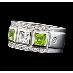 Crayola 0.90 ctw Peridot and White Sapphire Ring - .925 Silver