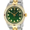 Image 5 : Rolex Mens 2T Green String Diamond & Ruby Datejust Wristwatch