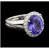 Image 1 : 4.12 ctw Tanzanite and Diamond Ring - 14KT White Gold