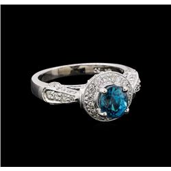 2.16 ctw Blue Zircon and Diamond Ring - 18KT White Gold