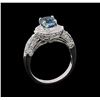 Image 4 : 2.16 ctw Blue Zircon and Diamond Ring - 18KT White Gold