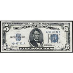 1934 $5 Silver Certificate Note