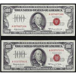 Lot of (2) 1966 $100 Legal Tender Notes