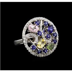 14KT White Gold 3.18 ctw Sapphire and Diamond Ring