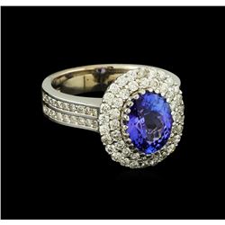 2.39 ctw Tanzanite and Diamond Ring - 14KT White Gold