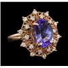 Image 1 : 5.10 ctw Tanzanite and Diamond Ring - 14KT Rose Gold