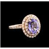 Image 1 : 4.15 ctw Tanzanite and Diamond Ring - 14KT Rose Gold