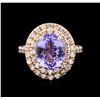 Image 2 : 4.15 ctw Tanzanite and Diamond Ring - 14KT Rose Gold