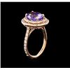 Image 4 : 4.15 ctw Tanzanite and Diamond Ring - 14KT Rose Gold