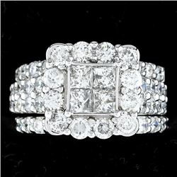 3.90 ctw Diamond Ring Set - 14KT White Gold