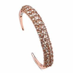 Sterling Silver Morganite and Diamond Bangle Bracelet