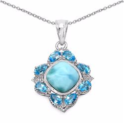 Sterling Silver Cabochon Larimar Pendant