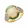 Image 1 : Sterling Silver Ethiopian Opal and Chrome-Diopside Ring