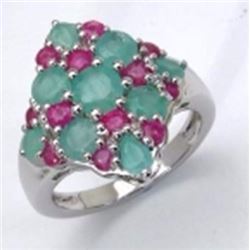 Sterling Silver Emerald and Ruby Ring