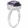 Image 3 : Sterling Silver African Amethyst and Black Diamond Ring