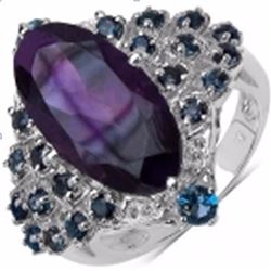 Sterling Silver African Amethyst and London Blue Topaz Ring