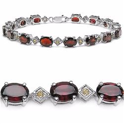 Sterling Silver Garnet and Citrine Bracelet