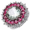 Image 1 : Sterling Silver Green Amethyst and Rhodolite Ring