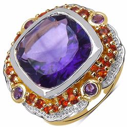 Sterling Silver African Amethyst and Madeira Citrine Ring