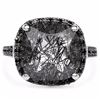 Image 3 : Sterling Silver Black Rutile and Black Spinel Ring