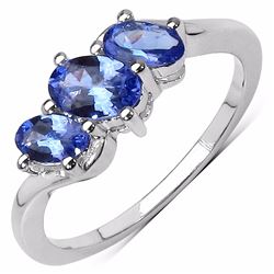 Sterling Silver Tanzanite 3 Stone Ring