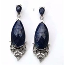 Sterling Silver Sapphire Briolite Drop Earrings