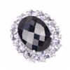 Image 1 : Sterling Silver Checker Board Sapphire and Tanzanite Ring