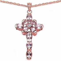 Sterling Silver Morganite and Diamond Pendant