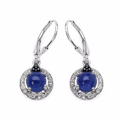 Sterling Silver Cabochon Tanzanite Earrings