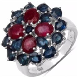 Sterling Silver Thai Ruby and Blue Sapphire Ring