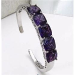 Sterling Silver African Amethyst Bangle Bracelet