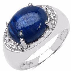 Sterling Silver Cabochon Sapphire Ring