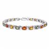Image 1 : Sterling Silver Multi Color Sapphire Bracelet