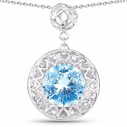 Sterling Silver Fancy Cut Swiss Blue Topaz Pendant