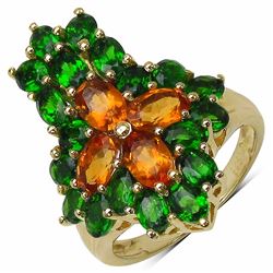 Sterling Silver Madeira Citrine and Chrome-Diopside Ring