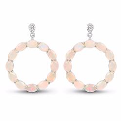 Sterling Silver Ethiopian Opal and Diamond Earrings