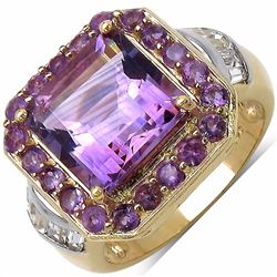 Sterling Silver Brazil Amethyst and African Amethyst Ring