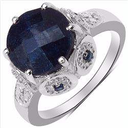 Sterling Silver Checkerboard Sapphire Ring