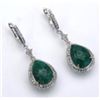 Image 1 : Sterling Silver Emerald Drop Earrings