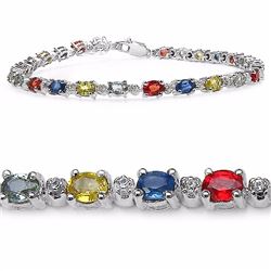 Sterling Silver Multi Color Sapphire Bracelet